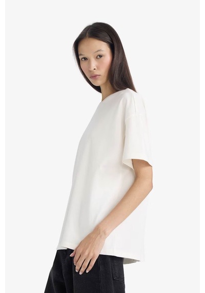 Defacto Oversıze Ekru Kadın T-shirt E4935ax/wt32 Ekru