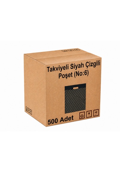 Takviyeli Siyah Çizgili Poşet 60x70 No:6 - 500'lü