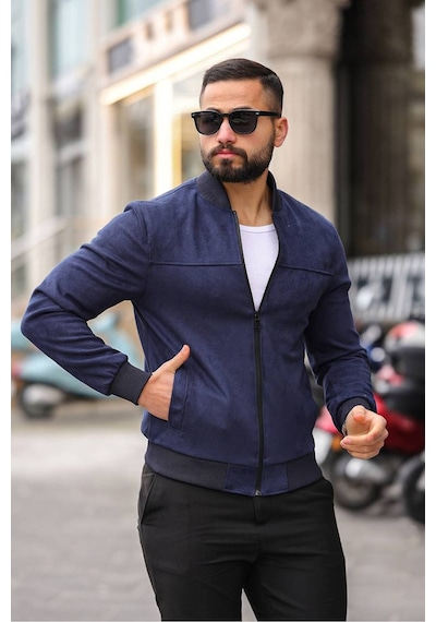 Erkek Süet Kolej Ceket Lacivert Süet
