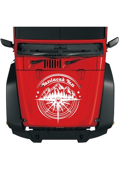 Kişiye Özel Pusula Dağ Orman Sticker - Araba Oto Motosiklet Karavan Cam Sticker - 00081 80 Cm