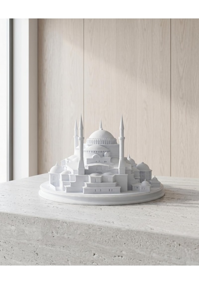 Ayasofya Camii Biblosu 3d Mimari Maket Heykel Kırık Beyaz 15 Cm Masaüstü Kitaplık Dekoru Tarih Severlere Ofis Hediyesi 15cm