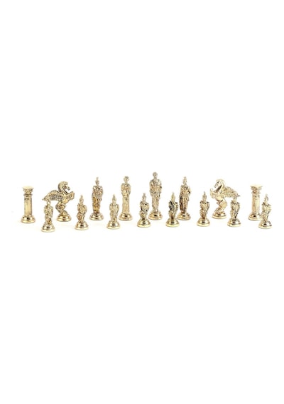 Büyük Boy Metal Pegasus Atları Satranç Takımı Parlak Ve Katlanır Sedef Desenli Mdf Ahşap Satranç Tahta 43x43 Cm.