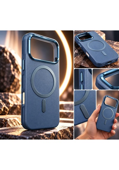 Premium Vegan Deri Kılıf Nar Cover İphone 17/18 Pro Max İle Uyumlu Magsafe