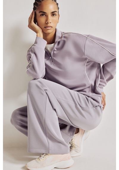Defacto Ultra Yumuşak Standart Fit Yarım Fermuarlı Biyeli Dik Yaka Modal Sporcu Basic Sweatshirt H4537ax26aupr522 Mor-pr522