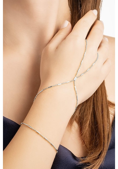 So Chic Minimal Stil 18 Ayar Beyaz Altın Kaplama 38 Cm Gümüş Şahmeran Rodyum