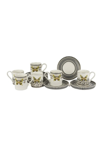 Mikasa Moor Monarch Siyh Beyaz 6'lı Kahve Fincan Set 90cc Siyah - Beyaz