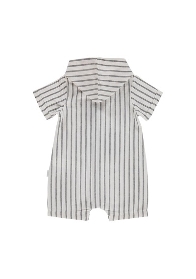 Civil Baby Çizgili Kapüşonlu 6-18 Ay Tulum - Lacivert Koyu Lacivert