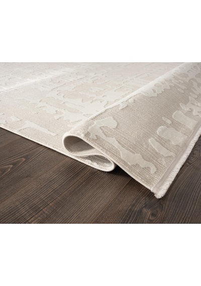 Tablo Tl011a Beyaz Halı Geometrik Desen Antialerjik Pamuk Taban Yıkanabilir Salon Halısı Yatak Odası Krem