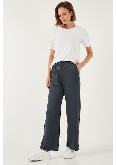 Lela Streç Bol Paça Regular Fit Oysho Kumaş Bayan Eşofman Altı 5865881 Füme