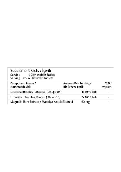Dental Probiotic Magnolia Bark Extract 60 Chewable Tablets