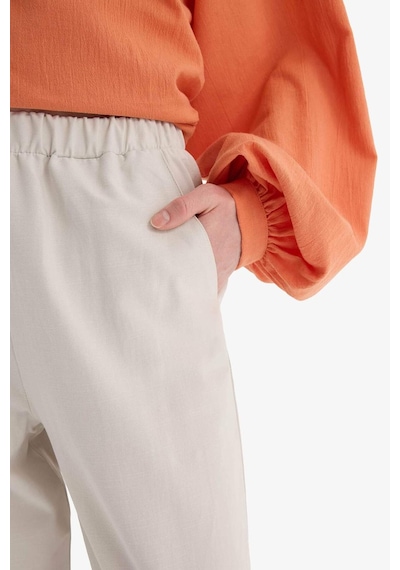 Defacto Keten Karışımlı Wide Leg Geniş Paça Flamlı Pantolon E7480ax25smgr342 Gri
