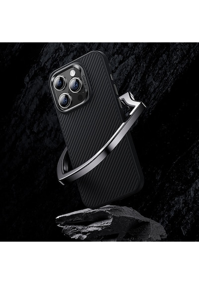 Apple Uyumlu iPhone 15 Plus Kılıf Karbon Fiber Magsafe Şarj Özellikli Benks Hybrid Armorpro 600d Kevlar