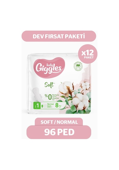 Giggles Lady Soft Hijyenik Ped Gece 12x8 Paket 96 Adet L