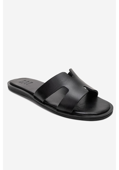 Luvishoes Bıora Siyah Hakiki Deri Kadın Terlik