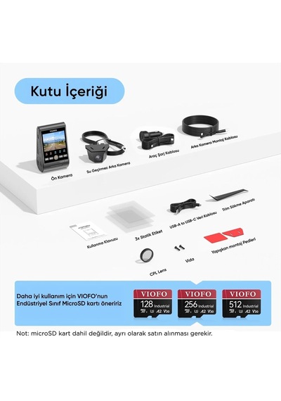 Tr A229 Ultra-w 2 Kameralı Ön Ve Arka Dış Su Geçirmez 4k+4k Sony Starvis 2 Sensörlü Dual Hdr Wi-fi 6 Gps'li Araç