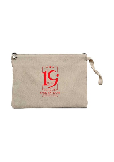 19 Mayıs Gençlik Bayramı Krem Clutch Astarlı Cüzdan / El Çantası