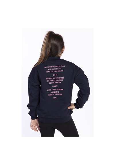 Toontoy Kız Çocuk İçi Pamuklu Sweatshirt Lacivert