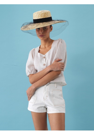 Xint Naturel %100 Keten Regular Fit Bluz 751075