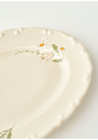 Daisy Porselen Sunum Tabağı Krem 25 Cm Krem