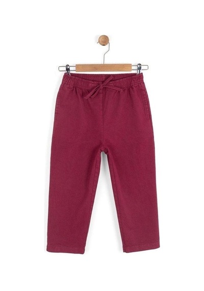 Zekids Kız Çocuk Beli Lastikli Mürdüm Yumuşak Kumaş Pantolon-16151 Bordo