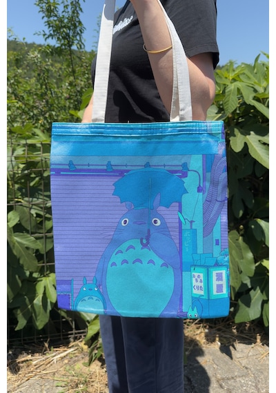 Zipzap Totoro V3 Yazlık Kışlık Çift Taraflı Kanvas Baskı Bez Çanta Anime Çantası