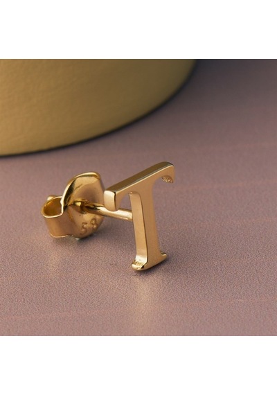 Goldkupe 14 Ayar Altın T Harf Küpe 0,42 Gr-1379