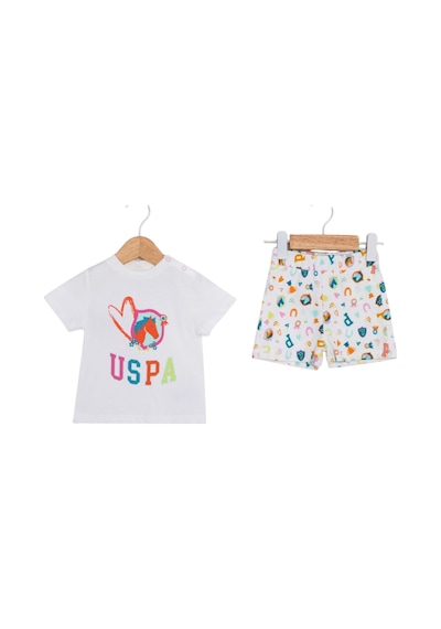 U.S. Polo Assn. Horse Lover Kız Bebek Kısa Kollu Takım Krem