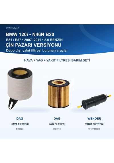 Bmw 1 E81 / Bmw 1 E87 Hava+yağ+yakıt Filtre Bakım Seti