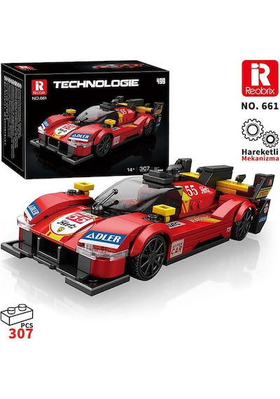 Reobrix Technic 661 Ferrari 499p Spor Araba Yaratıcı Yapı Blok Seti Building Blocks - 307 Parça