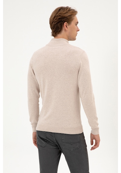 U.S. Polo Assn. Erkek Slim Fit Boğazlı Taş Melanj Basic Kazak 50313712-VR225