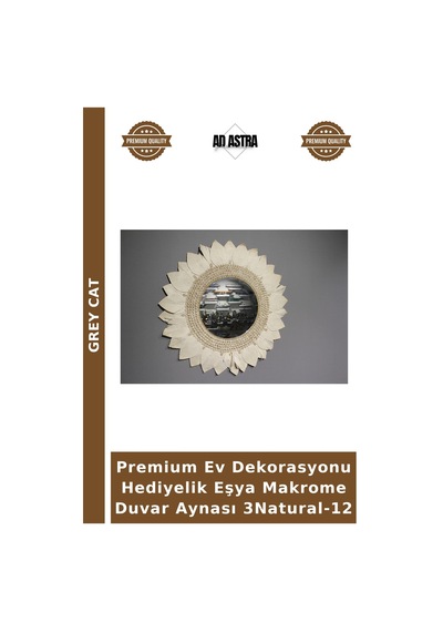 Premium Ev Dekorasyonu Hediyelik Eşya Makrome Duvar Aynası 3natural-12 Naturel