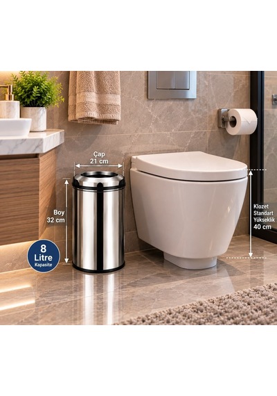 Pratik Çemberli Çöp Kovası 8 Lt Paslanmaz Acar 13280