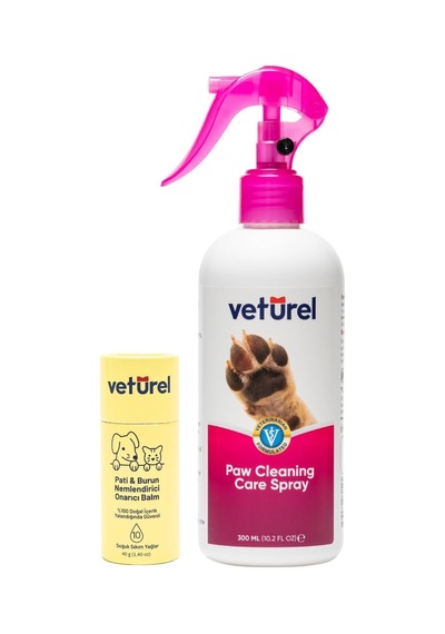 Pati Balm%100 Doğal Kedi Köpek Nemlendirici 40gr + Pati Temizleme Spreyi Koku Ve Kir Giderici 300ml
