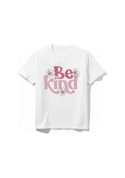 Urbantrendstore Be Kind Unisex Kız Çocuk Bisiklet Yuvarlak Yaka Basic Kısa Kollu %100 Pamuk Tişört Beyaz