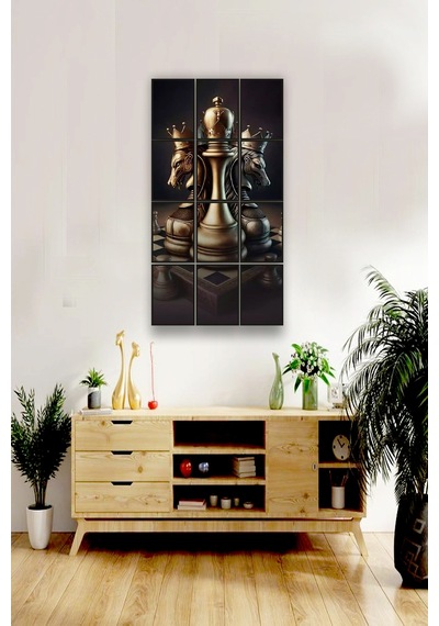 12 Parça Satranç Çerçeve Görünümlü Mdf Tablo Duvar Süsü Hediyelik Eşya 45cm X 85cm Renkli - 602526223 Renkli 12 Parça Satranç Çerçeve Görünümlü Mdf Tablo Duvar Süsü Hediyelik Eşya 45cm X 85cm Renkli - 602526223 Renkli