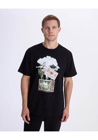 Kappa Authentic Vitor Erkek Siyah Regular Tişört
