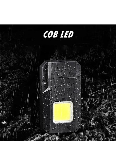 Tip-c Şarjlı Elektrikli Çakmak Cep Işığı Su Geçirmez Cob Led Ps-m