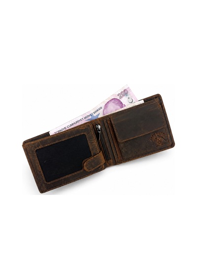Alphaclub Bag Erkek Hakiki Crazy Taba Renk Deri Cüzdan Ve Kartlık