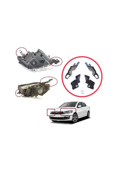 Citroen C-elysee 2012-2017 İçin Sağ Sol Ön Far Ayak Tamir Seti