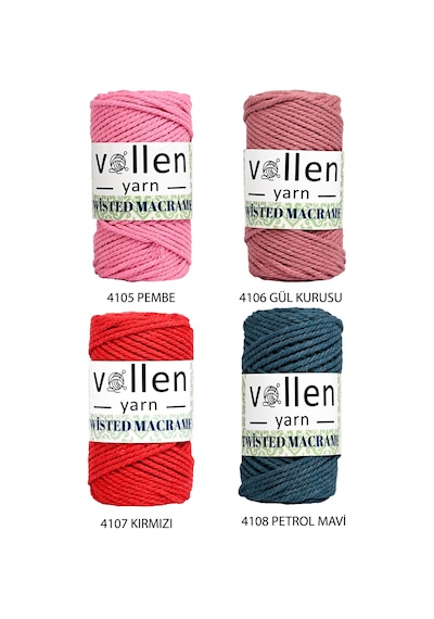 Premium 3 Büküm, Taranan Makrome, Pamuk Makrame, Halat Ip, Üç Büküm, Hobi Ipi, 250 Gr, Pembe