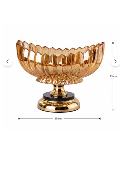 Chacha Home Ayaklı Gold Renk Cam Gondol Meyvelik Sunumluk 29 Cm - Lüks Dekoratif Konsol Kasesi Ve Şekerlik