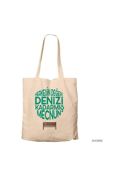 Herkesin Değeri Denizi Kadarmış Mecnun Kanvas Bez Çanta