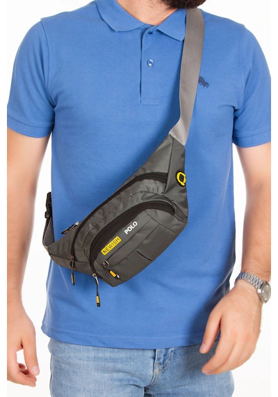 Newish Polo Newısh Polo Accessorıes Unisex Gri Suya Dayanıklı Imperteks Kumaş Usb Ve Kulaklık Çıkışlı Bel Ve Omuz Çantası Gri - Erkek Bel Çantası