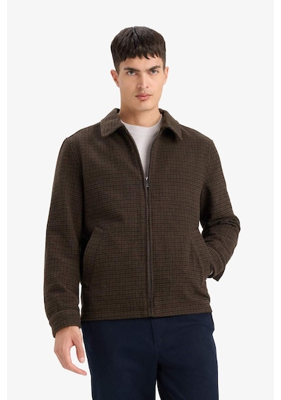 Defacto Slim Fit Dar Kesim Polo Yaka Cepli Astarlı Fermuarlı Mont F0572ax25wnbn339 Kahve