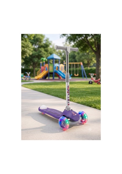 Gtpro Çocuk Scooter Katlanabilir 3+yaş 3tekerli Led Işıklı 50kğ Kapasite Mor
