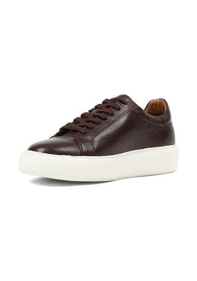 Erkek Kahverengi Kalın Tabanlı Deri Sneaker