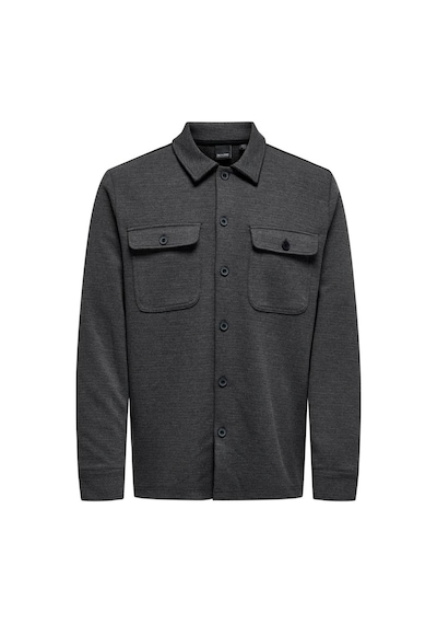 Only & Sons Erkek Onsnewkodyl Çift Cep Detaylı Uzun Kol Gömlek 22021279 Koyu Gri