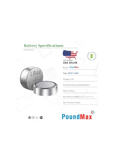 Lexroo 10 Adet Lr44 Ag13 A76, G13, L1154, Sr44, G13a 1,5 V Alkalin Düğme Pil Paketi Cıva İçermeyen