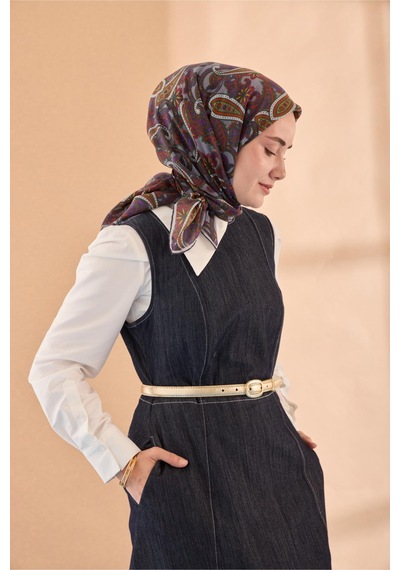 Silk Home Yaz Esintisi Eşarp 150002-13 Gri, Mor, Parlak Turuncu, Fıstık Yeşil