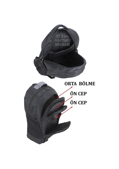 Case Club Polo Club Büyük Boy Sırt Çantası Yarı Dağcı Ve Seyahat Çantası 50 Lt Siyaha Gri